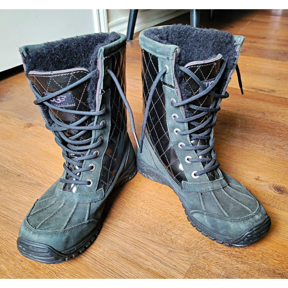 Women's UGG Waterproof Quilted Shearling Lined Lace-Up Mid-Calf Boots 8.5